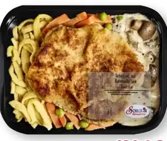Scheck-in-Center Scheck-in Manufaktur Schnitzel mit Pilzrahmsoße und Spätzle Angebot