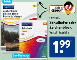Aldi Süd EXPERTIZ Schulhefte oder Zeichenblock Angebot