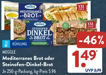 Aldi Süd MEGGLE Mediterranes Brot oder Steinofen-Dinkel-Brot Angebot