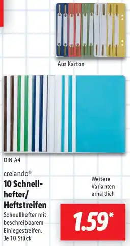 Lidl Crelando 10 Schnellhefter/ Heftstreifen Angebot