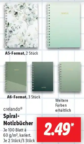 Lidl Crelando Spiral Notizbücher Angebot