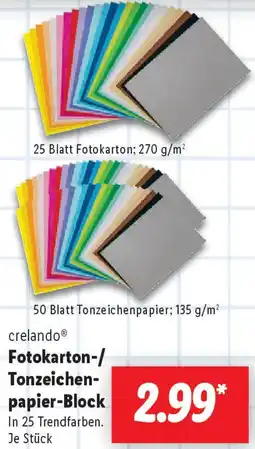 Lidl Crelando Fotokarton-/ Tonzeichenpapier-Block Angebot