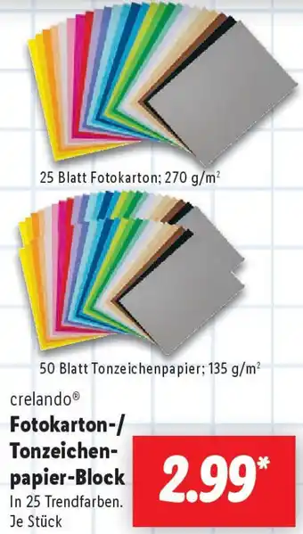 Lidl Crelando Fotokarton-/ Tonzeichenpapier-Block Angebot