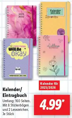 Lidl Kalender/ Eintragbuch Angebot