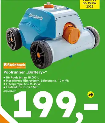 Globus Baumarkt Steinbach Poolrunner „Battery+" Angebot