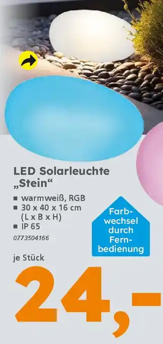 Globus Baumarkt LED Solarleuchte „Stein" Angebot
