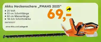 Globus Baumarkt PRIMASTER Akku Heckenschere „PMAHS 2025" Angebot