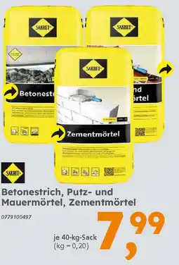 Globus Baumarkt SAKRET Betonestrich, Putz- und Mauermörtel, Zementmörtel Angebot