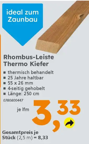 Globus Baumarkt Rhombus-Leiste Thermo Kiefer Angebot