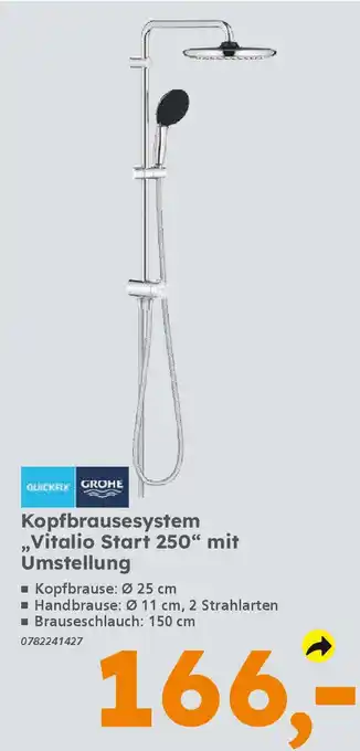 Globus Baumarkt QUICKFIX GROHE Kopfbrausesystem ,,Vitalio Start 250❝ mit Umstellung Angebot