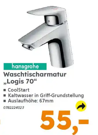 Globus Baumarkt hansgrohe Waschtischarmatur ,,Logis 70" Angebot