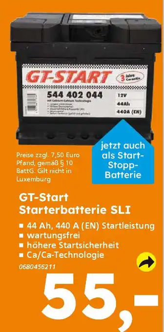 Globus Baumarkt GT-START Starterbatterie SLI Angebot