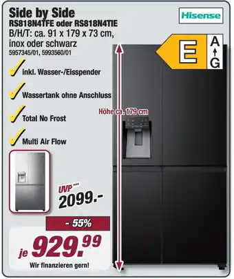 Poco Hisense Side by Side RS818N4TFE oder RS818N4TIE Angebot