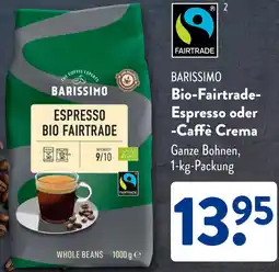 Aldi Süd BARISSIMO Bio-Fairtrade Espresso oder Caffè Crema Angebot