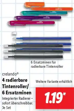 Lidl crelando 4 radierbare Tintenroller/ 6 Ersatzminen Angebot