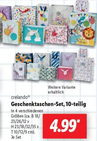 Lidl Crelando Geschenktaschen-Set, 10-teilig Angebot