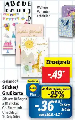 Lidl crelando Sticker/ Grußkarte Angebot