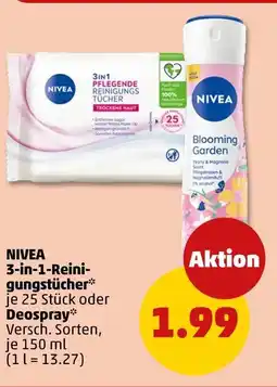 PENNY Nivea 3-in-1-pflegende reinigungstücher oder deospray Angebot