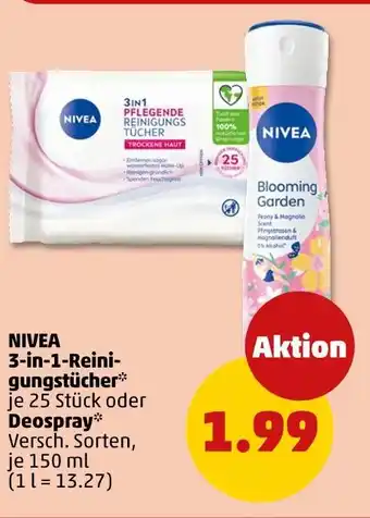 PENNY Nivea 3-in-1-pflegende reinigungstücher oder deospray Angebot