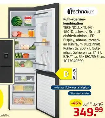 ROLLER Technolux kühl-/gefrierkombination tl-kg-180-d Angebot