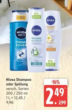 Marktkauf Nivea shampoo oder spülung Angebot