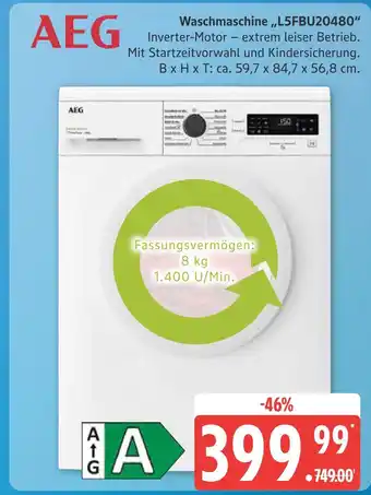 Marktkauf Aeg waschmaschine „l5fbu20480“ Angebot