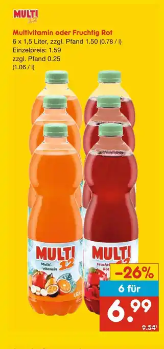 Netto Marken-Discount Multi 12 multivitamin oder fruchtig rot Angebot