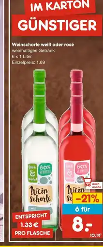 Netto Marken-Discount Weinschorle weiß oder rosé Angebot