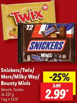 Lidl Snickers/Twix/ Mars/Milky Way/ Bounty Minis Angebot