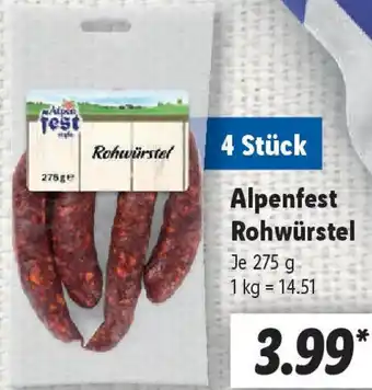 Lidl Alpenfest Rohwürstel Angebot