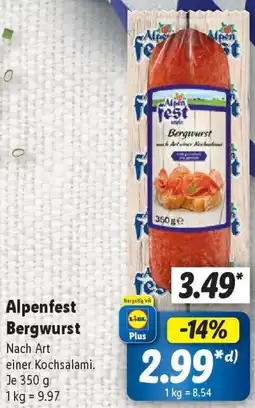 Lidl Alpenfest Bergwurst Angebot