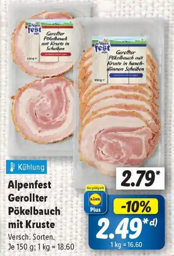 Lidl Alpenfest Gerollter Pökelbauch mit Kruste Angebot