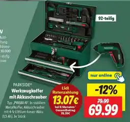 Lidl PARKSIDE Werkzeugkoffer mit Akkuschrauber Angebot