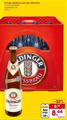 Netto Marken-Discount Erdinger Weißbiere Hell oder Alkoholfrei Angebot