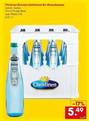 Netto Marken-Discount Christinen Brunnen Natürliches Bio Mineralwasser Angebot