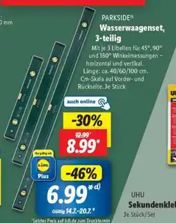 Lidl PARKSIDE Wasserwaagenset, 3-teilig Angebot