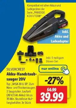 Lidl SILVERCREST Akku-Handstaubsauger 20V Angebot