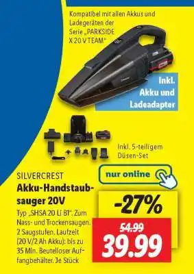 Lidl SILVERCREST Akku-Handstaubsauger 20V Angebot