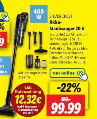 Lidl SILVERCREST Akku-Staubsauger 20 V Angebot