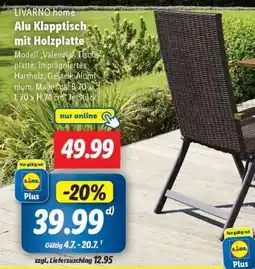 Lidl Alu Klapptisch mit Holzplatte Angebot