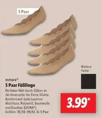 Lidl 5 Paar Füßlinge Angebot