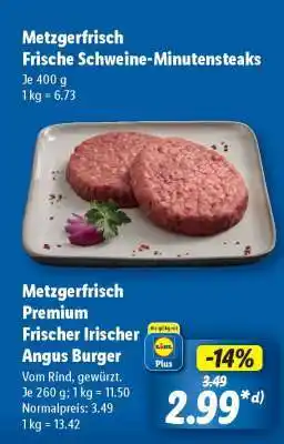 Lidl Metzgerfrisch Premium Frischer Irischer Angus Burger Angebot