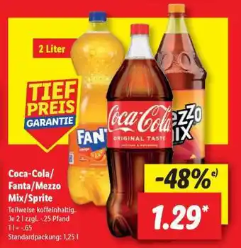 Lidl Coca-Cola, Fanta, Mezzo Mix, Sprite Angebot