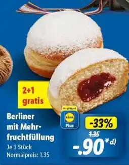 Lidl Berliner mit Mehrfruchtfüllung Angebot