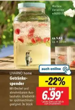 Lidl LIVARNO home Getränkespender Angebot
