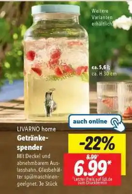 Lidl LIVARNO home Getränkespender Angebot