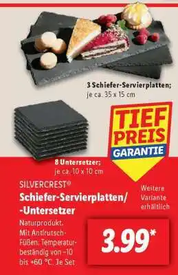 Lidl SILVERCREST Schiefer-Servierplatten/-Untersetzer Angebot