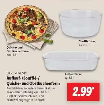 Lidl SILVERCREST Auflauf-/Soufflé-/Quiche- und Obstkuchenform Angebot