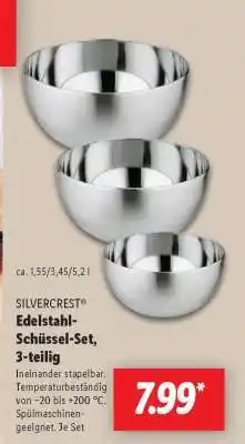 Lidl SILVERCREST Edelstahl-Schüssel-Set, 3-teilig Angebot