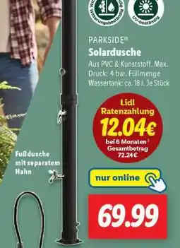 Lidl PARKSIDE Solardusche Angebot